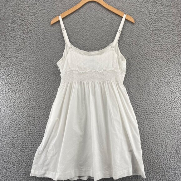 Guess Dress Womens 5 White Sundress Smocked Waist Pleated Mini Spaghetti Straps - Picture 3 of 12